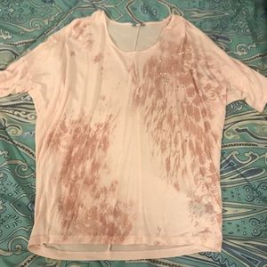 Express quarter sleeve top with rhinestones